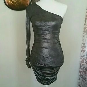Forever 21 Silver One Shoulder Dress